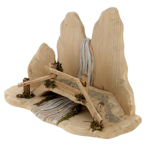 Escape to Egypt with Arched Bridge, 12 cm Original Nativity model, in painted Valgardena wood 9