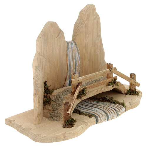 Escape to Egypt with Arched Bridge, 12 cm Original Nativity model, in painted Valgardena wood 10