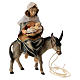 María sobre su burro con Niño Jesús y pergamino belén Original madera pintada Val Gardena 10 cm de altura media s1
