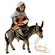 María sobre su burro con Niño Jesús y pergamino belén Original madera pintada Val Gardena 10 cm de altura media s2