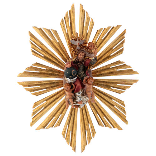 Dieu et Saint Esprit avec rayons pour crèche Original bois peint Val Gardena de 12 cm 1