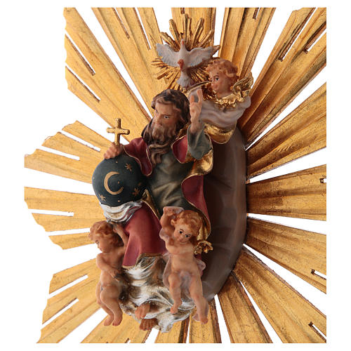 Deus com Espírito Santo e raios presépio Original madeira pintada do Val Gardena 12 cm 2