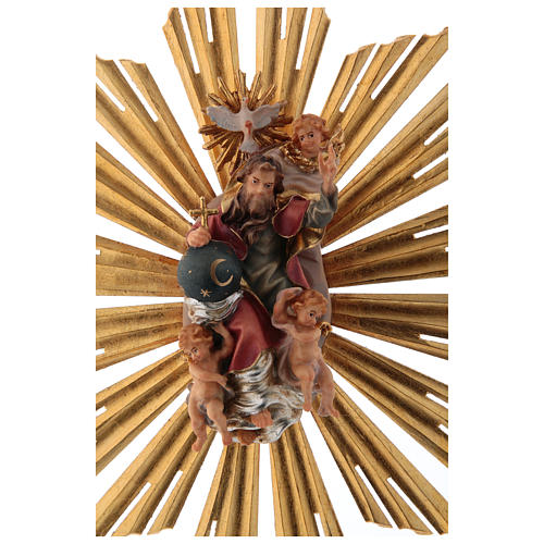 Deus com Espírito Santo e raios presépio Original madeira pintada do Val Gardena 12 cm 6