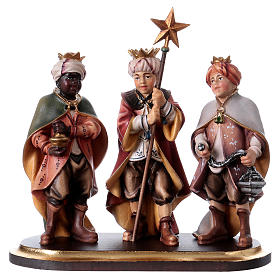 Three little cantors on pedestal Original Nativity Scene in painted wood from Valgardena 12 cm