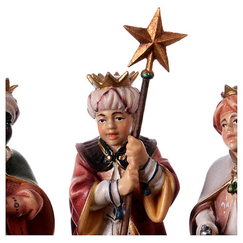 Three little cantors on pedestal Original Nativity Scene in painted wood from Valgardena 12 cm 2