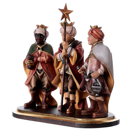 Three little cantors on pedestal Original Nativity Scene in painted wood from Valgardena 12 cm 3