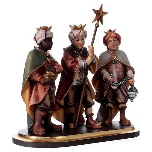 Three little cantors on pedestal Original Nativity Scene in painted wood from Valgardena 12 cm 4