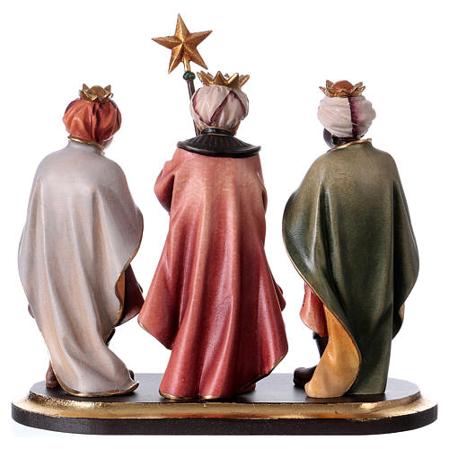 Three little cantors on pedestal Original Nativity Scene in painted wood from Valgardena 12 cm 5