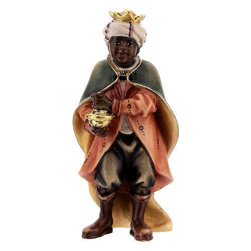 Small Moor Cantor, 10 cm Original Nativity model, in painted Valgardena wood 1