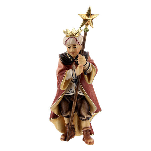 Piccolo cantore con stella presepe Original legno dipinto Val Gardena 10 cm 1