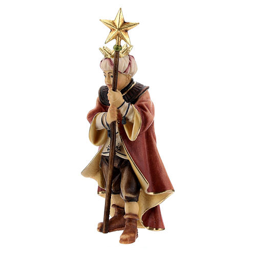 Piccolo cantore con stella presepe Original legno dipinto Val Gardena 10 cm 2