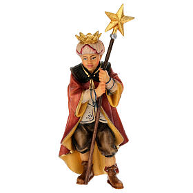 Jeune chanteur avec étoile crèche Original bois peint Val Gardena 12 cm