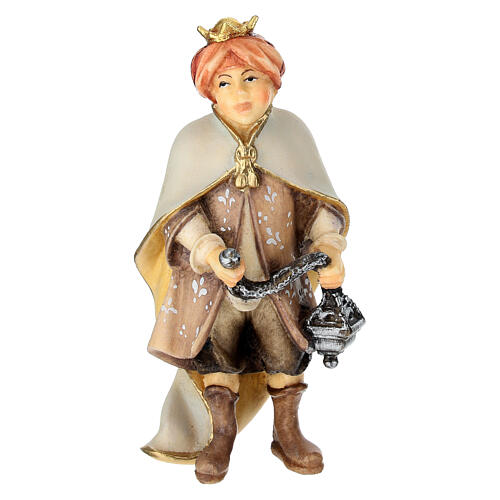Little cantor with incense Original Nativity Scene in painted wood from Valgardena 12 cm 1