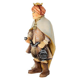 Jeune chanteur avec encens crèche Original bois peint Val Gardena 12 cm