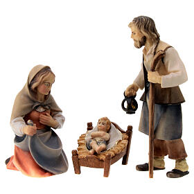 Holy Family Original Pastore Nativity Scene in painted wood from Val Gardena 10 cm