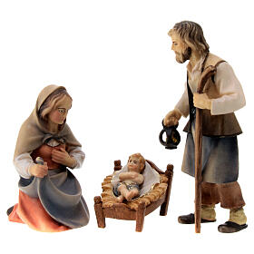 Sacred Family, 10 cm nativity Original Shepherd model, in painted Valgardena wood