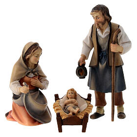 Holy Family Original Pastore Nativity Scene in painted wood from Val Gardena 12 cm