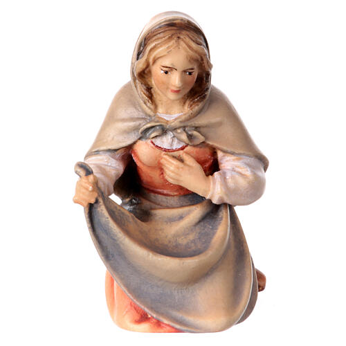 Vierge Marie de la crèche Original Berger bois peint Val Gardena 10 cm 1