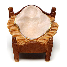 Presépio Val Gardena: Berço de balanço para presépio Original Pastor madeira pintada Val Gardena com figuras de altura média 12 cm