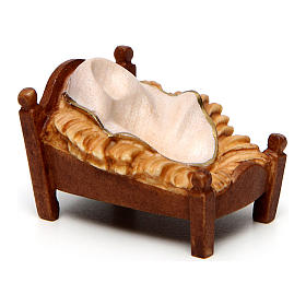 Presépio Val Gardena: Berço de balanço para presépio Original Pastor madeira pintada Val Gardena com figuras de altura média 12 cm