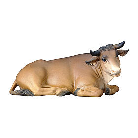 Ox, 10 cm nativity Original Shepherd model, in painted Val Gardena wood