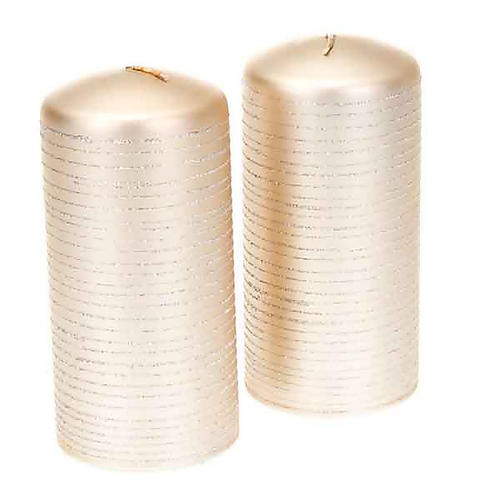 Set of two gold Christmas candles 1
