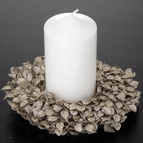 Candle-holder with glittered leaves 2