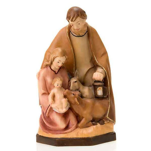Painted wood nativity with ox and donkey 3