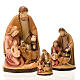 Painted wood nativity with ox and donkey s1