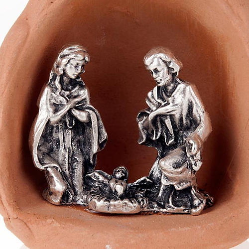 Nativity set metal and clay 6 cm 2