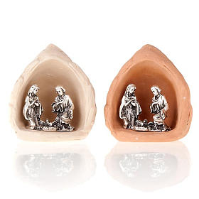Nativity set metal and clay 6 cm