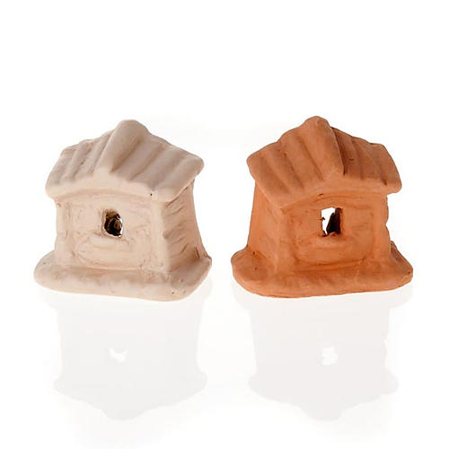 Nativity set of clay with church 6 cm 3