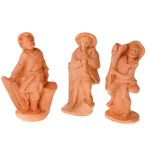 Small bell stable with Holy Family Deruta terracotta cream figurines h. 12  cm