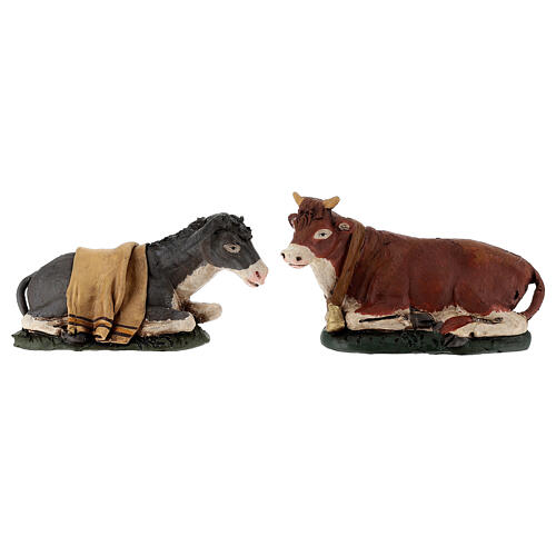 Nativity scene figurines 18cm, hand-painted terracotta ox and donkey 1