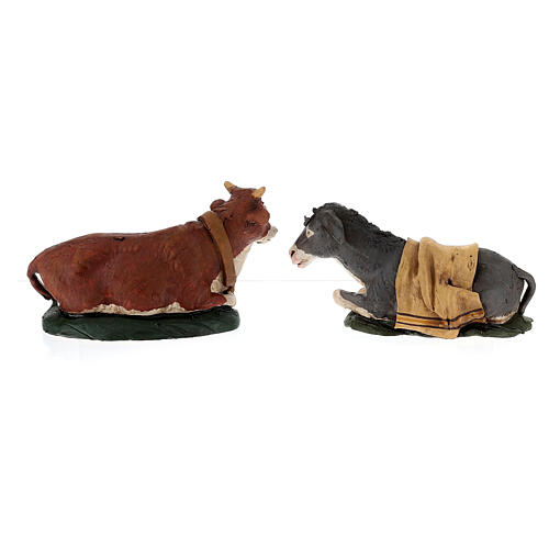 Nativity scene figurines 18cm, hand-painted terracotta ox and donkey 6