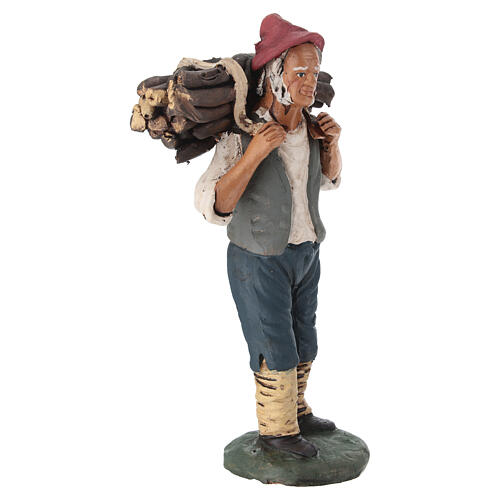 Mann mit Brennholz Terrakotta 18cm 3