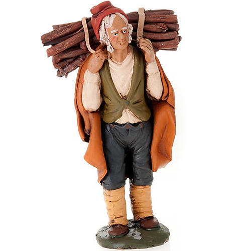Nativity set accessory, man with firewood clay figurine 1