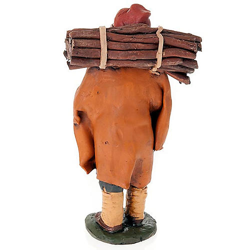 Nativity set accessory, man with firewood clay figurine 2