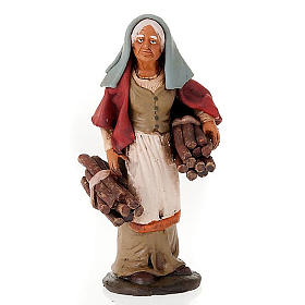 Nativity set accessory woman with firewood clay figurine