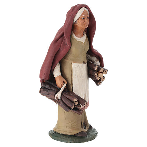 Nativity set accessory woman with firewood clay figurine 3