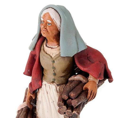 Mulher com lenha em terracota para presépio de Deruta com figuras de 18 cm altura média 3