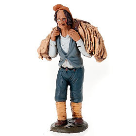 Santon crèche de Noël homme avec foins terre cuite
