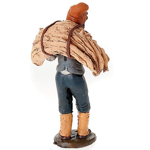 Homem com feno em terracota para presépio de Deruta com figuras de 18 cm altura média 2