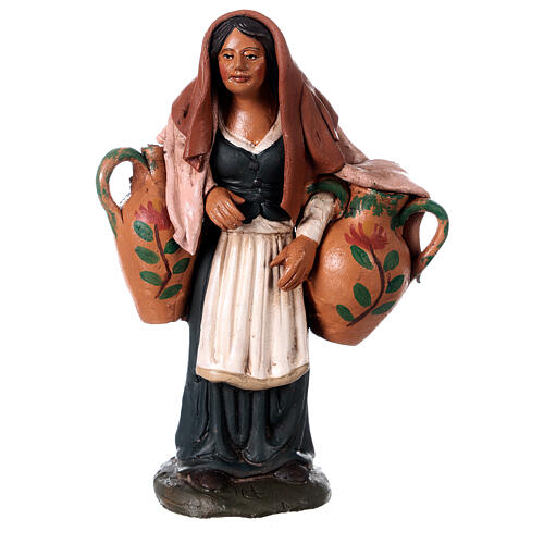 Nativity set accessory  Woman with jars clay figurine 1