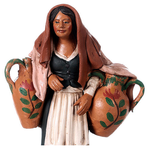 Nativity set accessory  Woman with jars clay figurine 2