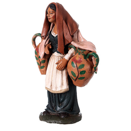Nativity set accessory  Woman with jars clay figurine 3