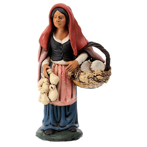 Nativity set woman with cheese terracotta clay 1