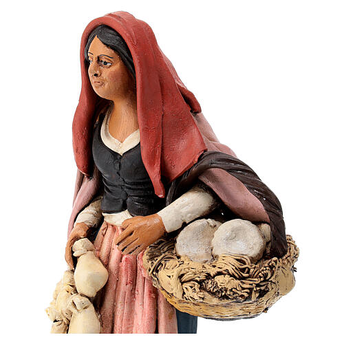 Nativity set woman with cheese terracotta clay 2