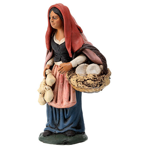 Nativity set woman with cheese terracotta clay 3