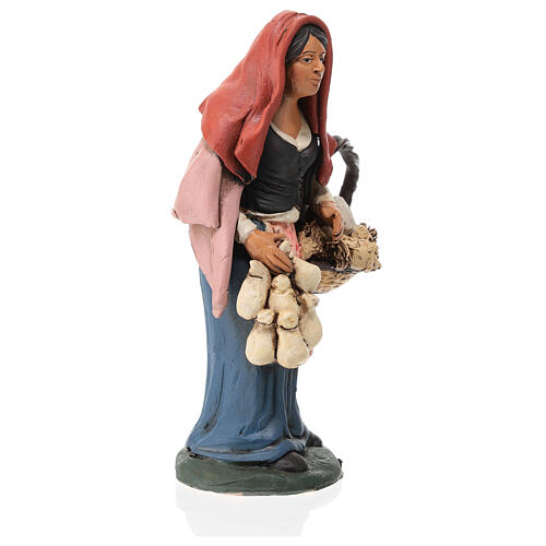 Nativity set woman with cheese terracotta clay 4